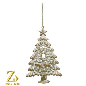 ENFEITE NATALINO ARVORE 15CM GOLD
