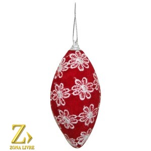 ENFEITE NATALINO VERMELHO/BRANCO 13CM