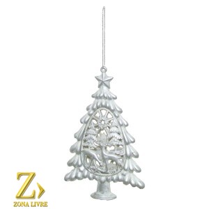 ENFEITE NATALINO ARVORE 15CM PRATA