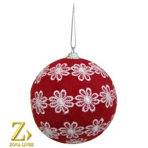 ENFEITE BOLA VERMELHO/BRANCO 15CM
