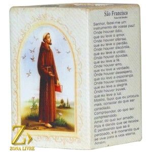 PORTA VELAS ORAÇÃO SÃO FRANCISCO DE ASSIS 7,5CM