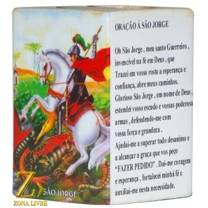 PORTA VELAS ORAÇÃO SÃO JORGE 7,5CM