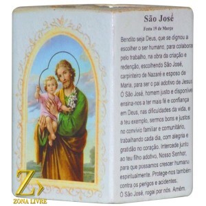 PORTA VELAS ORAÇÃO SÃO JOSE 7,5CM