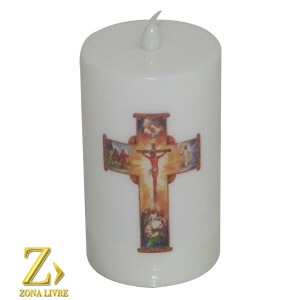 VELA COM LUZ CRUCIFIXO 11CM