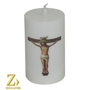 VELA COM LUZ CRUCIFIXO 11CM