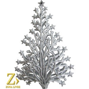 ENFEITE NATALINO ARVORE  PRATA 14CM