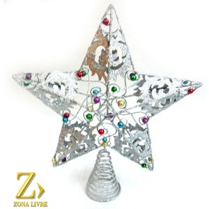 ESTRELA PRATA PONTA DE ARVORE 30CM