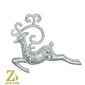 ENFEITE NATALINO RENA 15CM PRATA