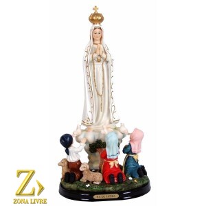 NOSSA SENHORA DE FATIMA C/PASTORES C/BASE 15CM