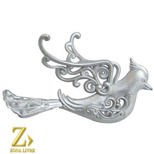 ENFEITE NATALINO PASSARO PRATA 14CM
