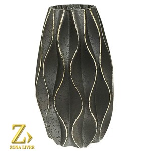 VASO DE CERAMICA PRETO 13X27CM
