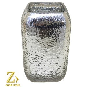 VASO DE VIDRO PRATA 12X20CM