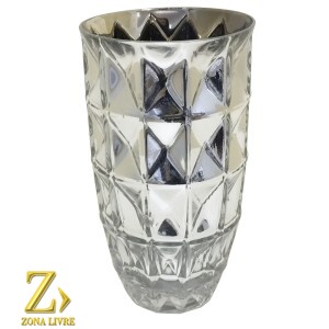 VASO DE VIDRO PRATA 14X25CM