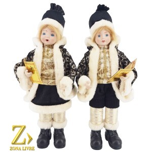 JG 2 CRIANCAS 42CM PRETO/DOURADO MUSICAL