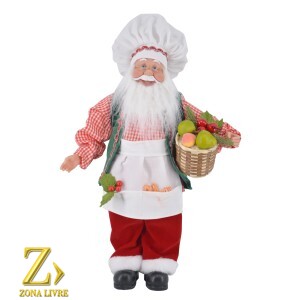 PAPAI NOEL COZINHEIRO 45CM VERMELHO/VERDE