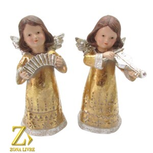 JG 2 ANJOS RESINA DOURADO 18CM