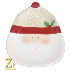 PAPAI NOEL TRAVESSA CERAMICA CRAQUELADO 22X18CM