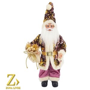PAPAI NOEL 50CM PURPLE/DOURADO