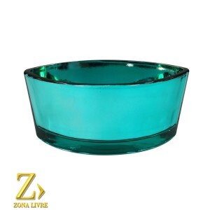 VASO DE VIDRO AZUL METALIZADO 19X11,5X8CM