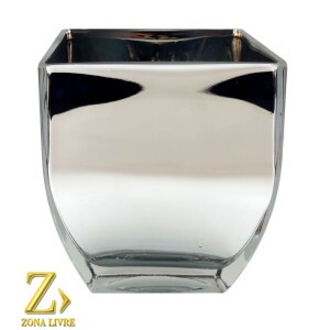 VASO DE VIDRO PRATA METALIZADO 11,5X11,5X13CM