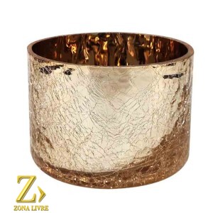 CASTIÇAL / VASO DE VIDRO GOLD METALICO 12X8CM