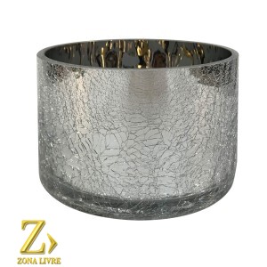 VASO DE VIDRO PRATA METALICO 15X10CM