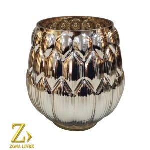 VASO DE VIDRO GOLD METALICO 14,5X15CM
