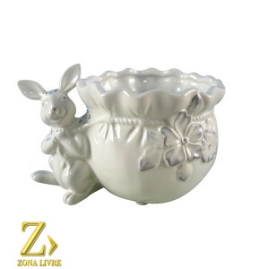 FLOREIRO / VASO DE CERAMICA COELHO 20X14X13CM