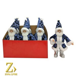 ENFEITE PAPAI NOEL AZUL 22CM CX C/12