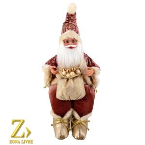PAPAI NOEL 40CM MUSICAL ROSA/DOURADO