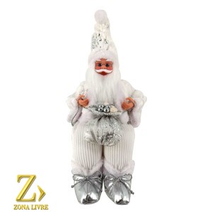 PAPAI NOEL 50CM MUSICAL BRANCO/PRATA