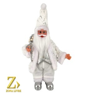 PAPAI NOEL 40CM MUSICAL PRATA/BRANCO