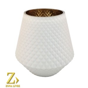 VASO DE VIDRO BRANCO FOSCO AVELUDADO 17X18CM