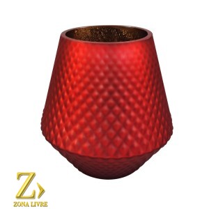 VASO DE VIDRO VERMELHO FOSCO AVELUDADO 22X23CM