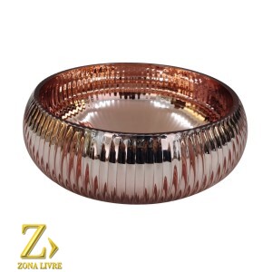 VASO DE VIDRO ROSA METALICO 20X8CM