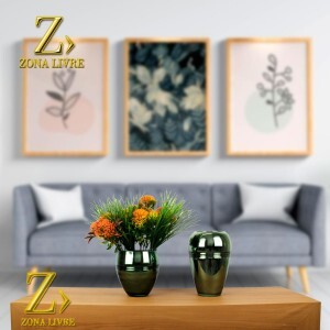 VASO DE VIDRO PRATA METALICO 16X30CM