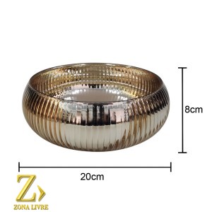 VASO DE VIDRO GOLD METALICO 20X8CM