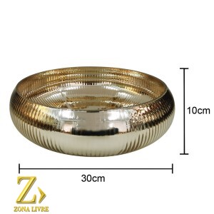 VASO DE VIDRO GOLD METALICO 30X10CM