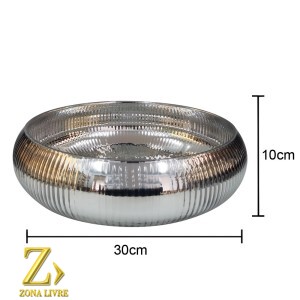 VASO DE VIDRO PRATA METALICO 30X10CM