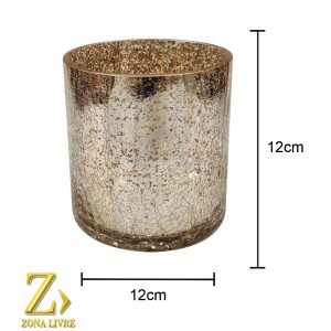 CASTIÇAL / VASO DE VIDRO GOLD METALICO 12X12CM