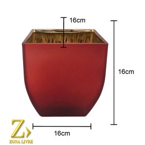 VASO DE VIDRO VERMELHO FOSCO AVELUDADO 16X16X16CM