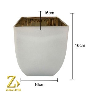 VASO DE VIDRO BRANCO FOSCO AVELUDADO 16X16X16CM