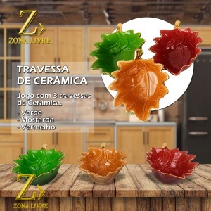 JOGO 3 TRAVESSAS FOLHAS 06X16CM