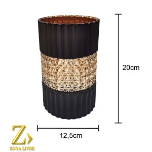 VASO DE VIDRO PRETO FOSCO 12,5X12,5CM