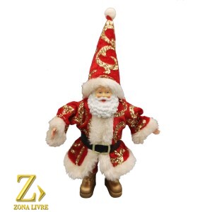 PAPAI NOEL VERMELHO/DOURADO 22CM CX/12