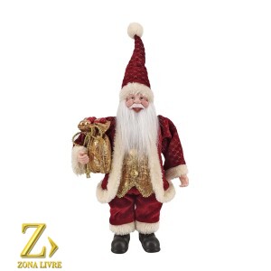 PAPAI NOEL VERMELHO/DOURADO 30CM
