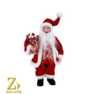 PAPAI NOEL VERMELHO/BRANCO XADREZ 30CM