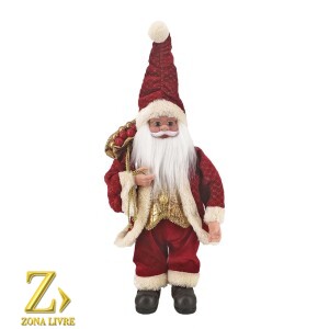 PAPAI NOEL MUSICAL VERMELHO/DOURADO 40CM