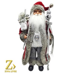 PAPAI NOEL 50CM CINZA/VERMELHO