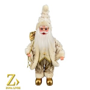 PAPAI NOEL MUSICAL CREME/DOURADO 40CM